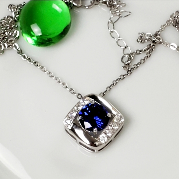 NEW Sapphire and Diamond Pendant Necklace - Picture 5 of 8